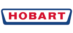 Logo der Firma Hobart in roter Schrift mit blauem Rand