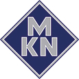 Logo der Firma MKN in grau auf blauem Hintergrund
